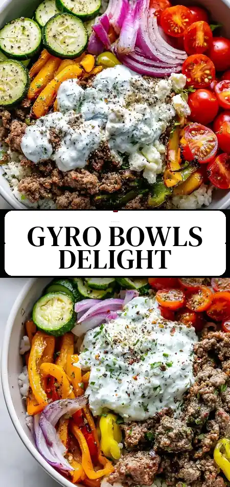 Pinterest pin (Design 3) for Ground Beef Gyro Bowls in Just 30 Minutes: Deliciously Easy!