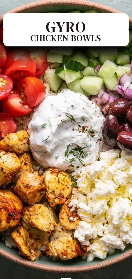 Pinterest pin (Design 2) for Chicken Gyro Bowls