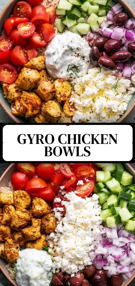 Pinterest pin (Design 3) for Chicken Gyro Bowls