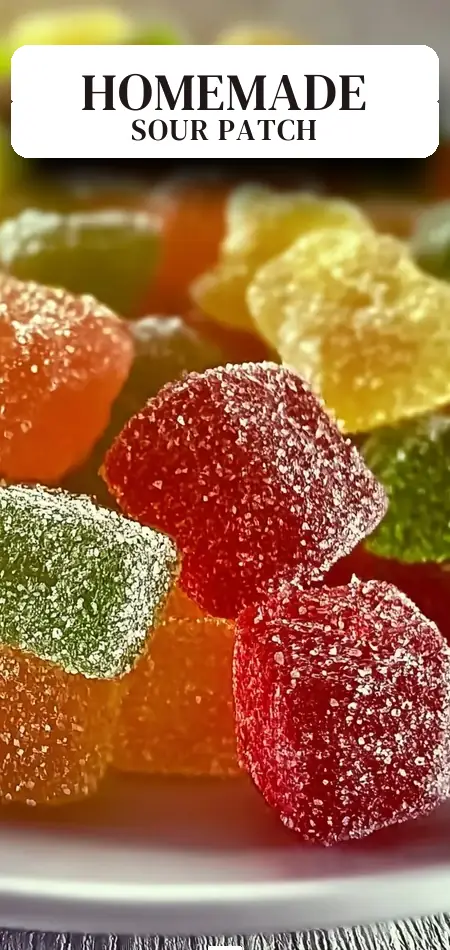 Pinterest pin (Design 2) for Delicious Homemade Sour Patch Kids with Fresh Fruit Flavors