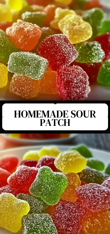 Pinterest pin (Design 3) for Delicious Homemade Sour Patch Kids with Fresh Fruit Flavors