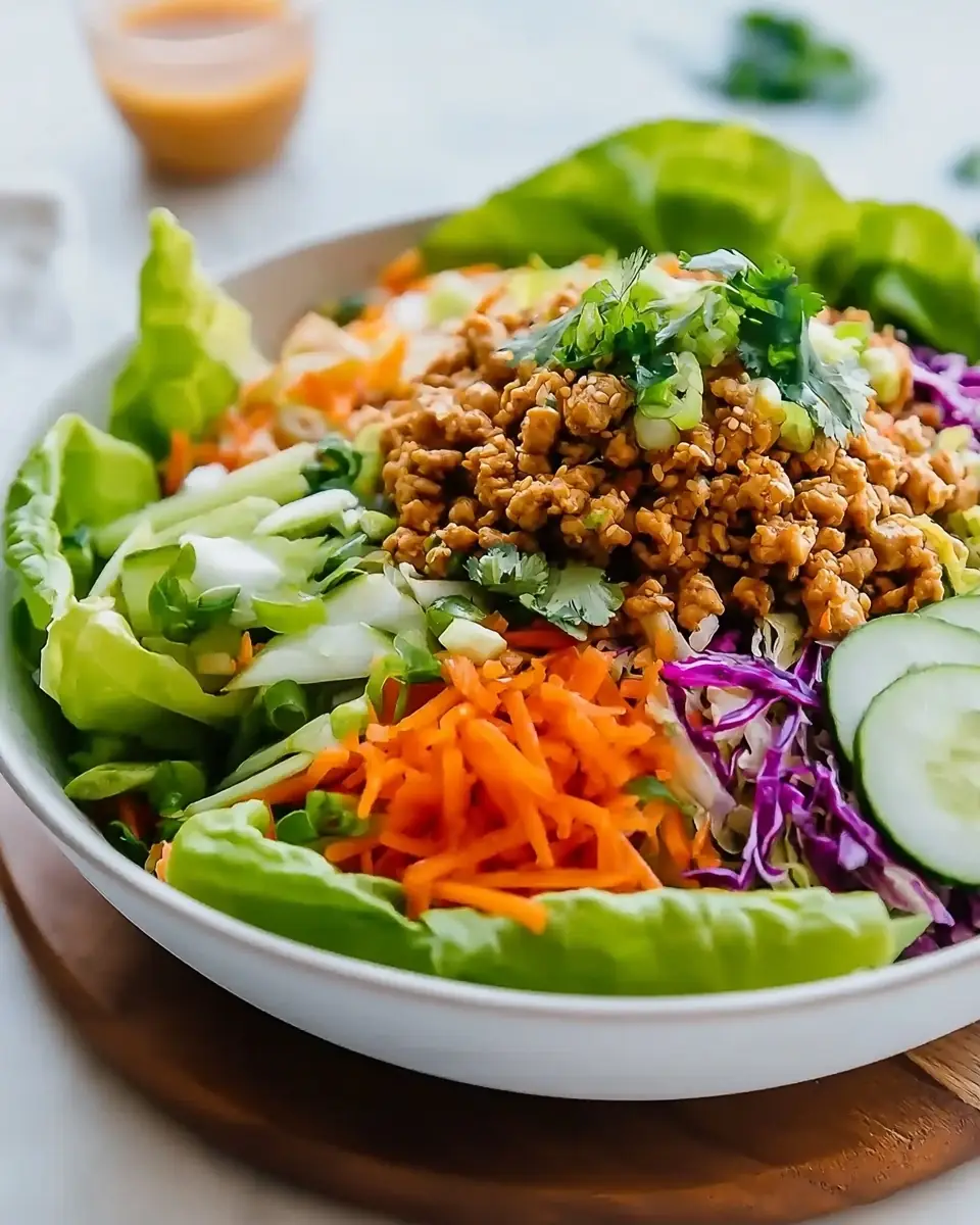 A delicious plate of Healthy Ground Turkey Lettuce Wrap Bowls