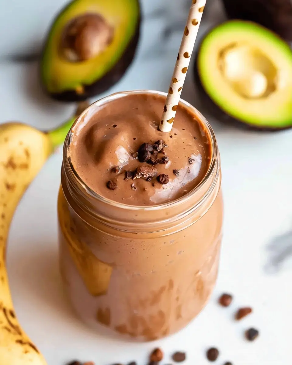 A delicious plate of High Protein Chocolate Smoothie That Keeps You Full (Paleo, Dairy Free)