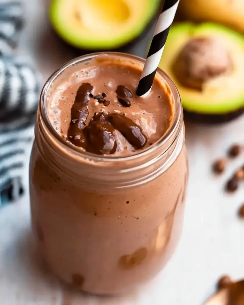A delicious plate of High Protein Chocolate Smoothie That Keeps You Full (Paleo, Dairy Free)