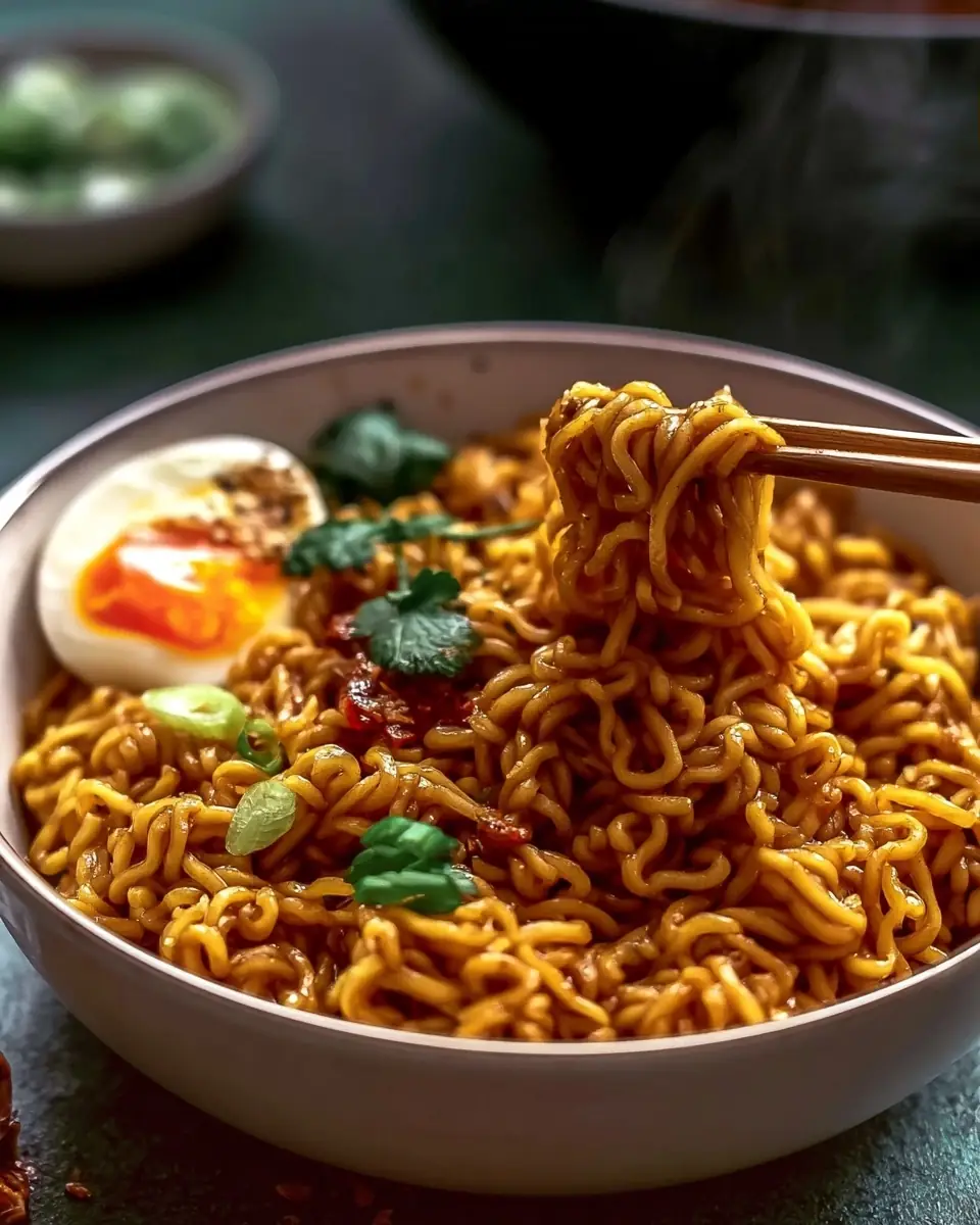 A delicious plate of High Protein Easy Saucy Ramen Noodles