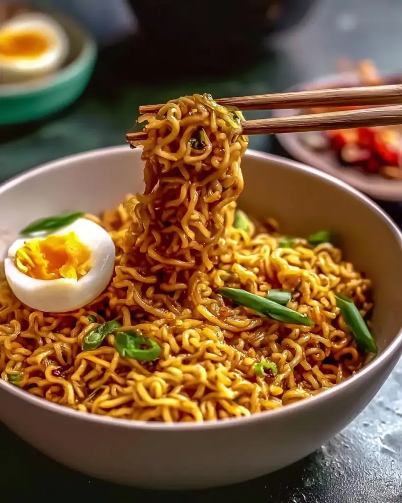 A delicious plate of High Protein Easy Saucy Ramen Noodles