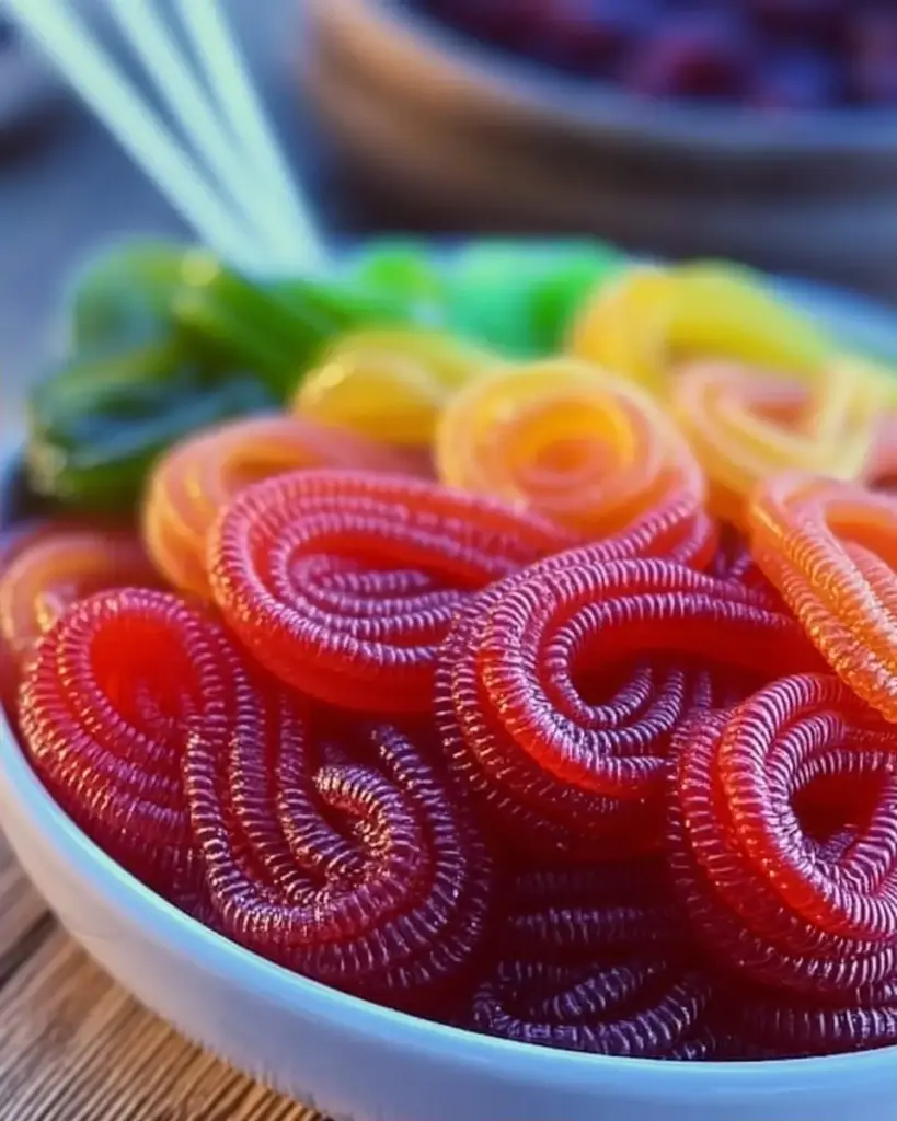 A delicious plate of Homemade Kool-Aid Licorice Ropes