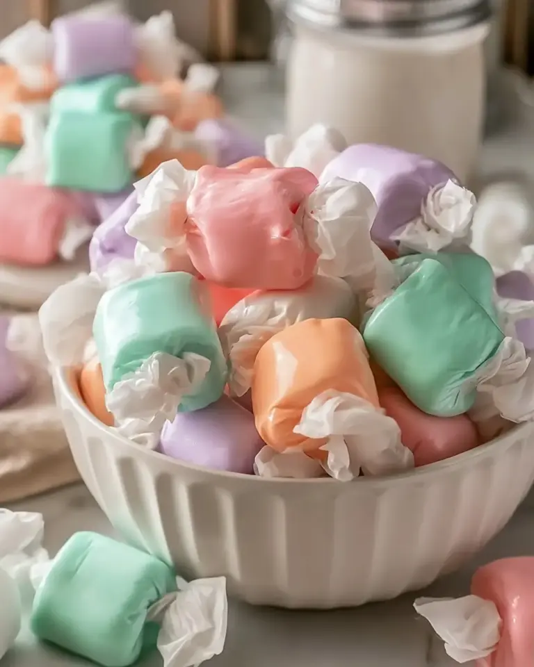 A delicious plate of Homemade Saltwater Taffy Rolls