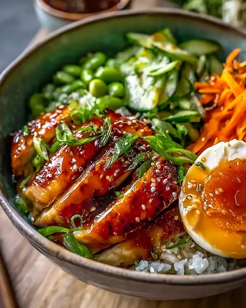 A delicious plate of Hot Honey Chicken Bowl Recipe – Sweet & Spicy Joyful Dinner