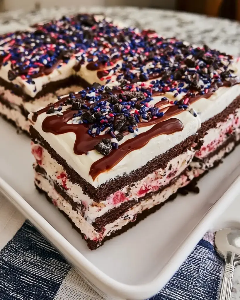 A delicious plate of Ice Cream Sandwich Cake: The Best Indulgent Treat You'll Love