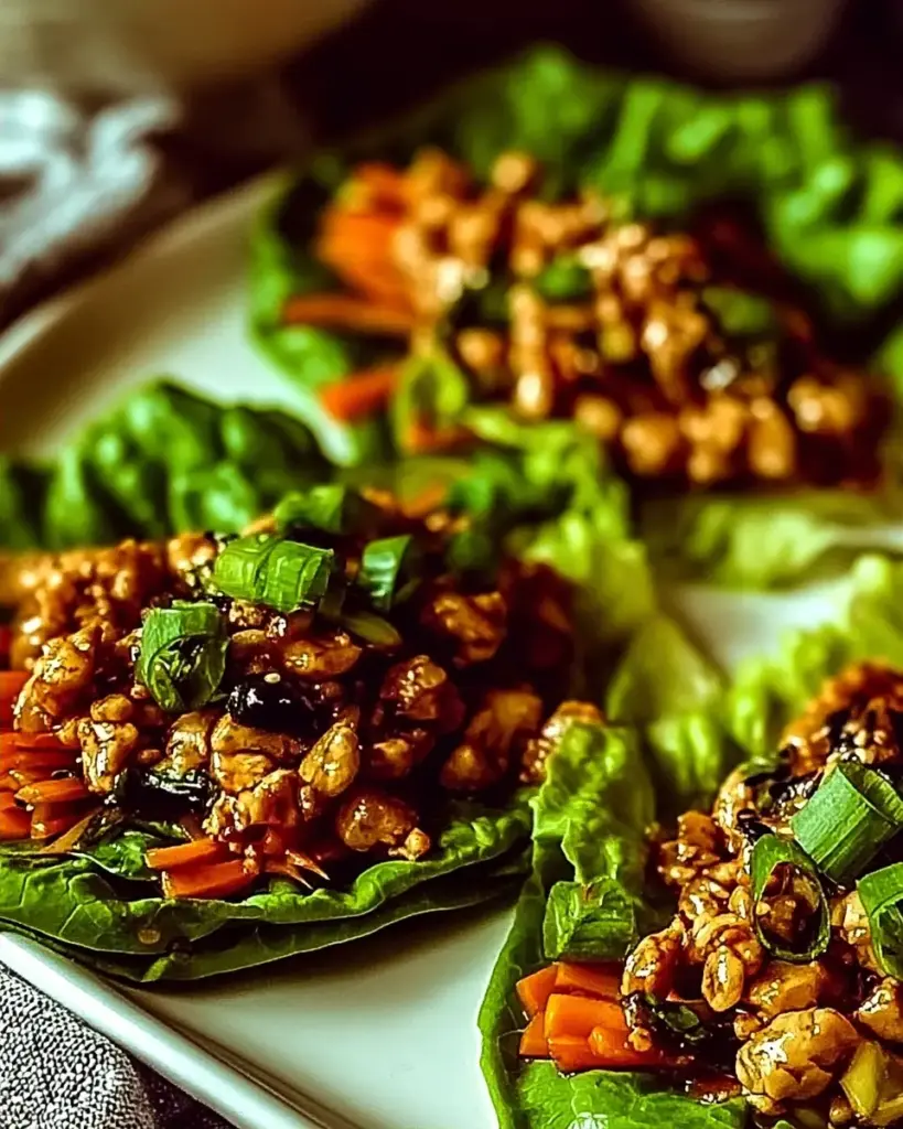 A delicious plate of Irresistibly Flavorful Asian Chicken Lettuce Wraps Made Easy