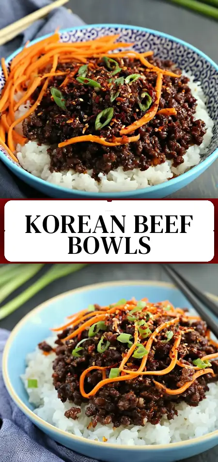 Pinterest pin (Design 3) for Easy Korean Beef Rice Bowls