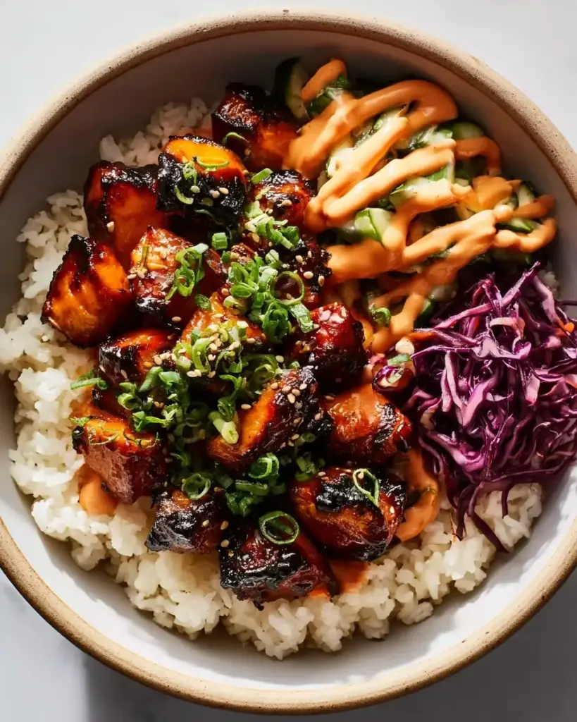 A delicious plate of Korean BBQ Chicken Bowls (Easy Weeknight Recipe!)