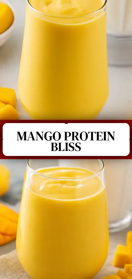 Pinterest pin (Design 3) for Protein Mango Smoothie