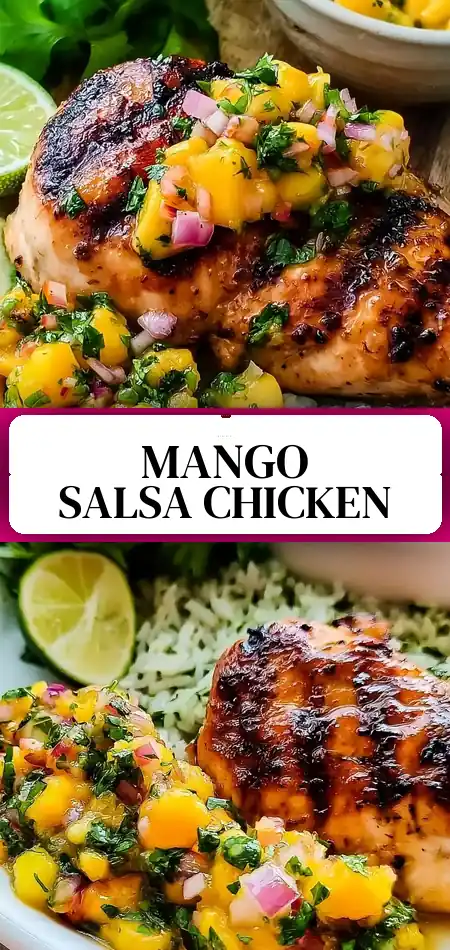 Pinterest pin (Design 3) for Honey Lime Chicken with Mango Salsa