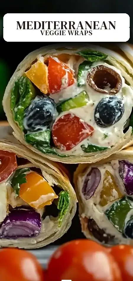 Pinterest pin (Design 2) for Quick & Easy Mediterranean Veggie Wraps for Flavor Lovers