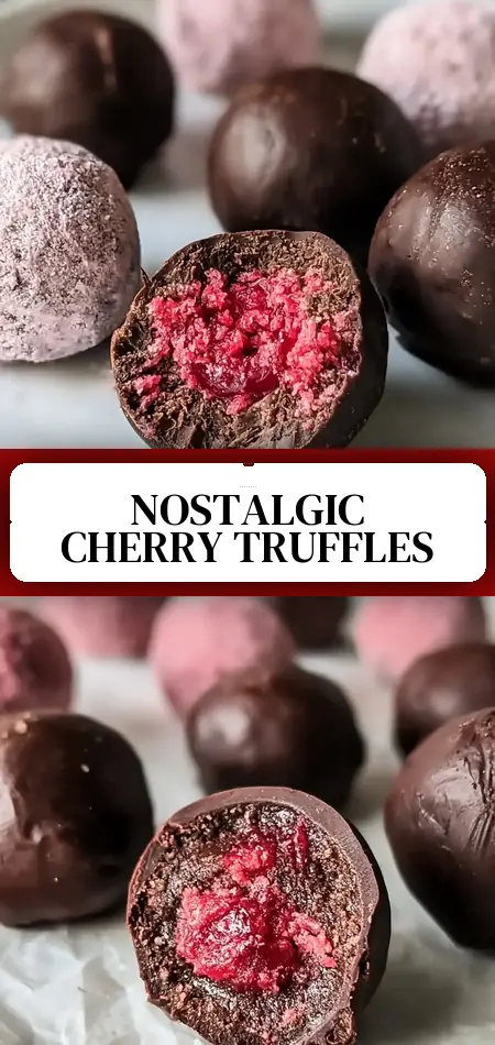 Pinterest pin (Design 3) for Cherry Mash Truffles: Nostalgic No-Bake Treats to Cherish