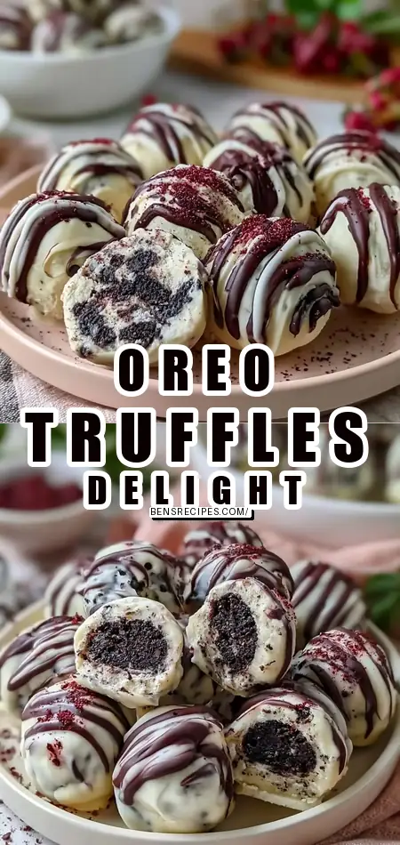 Pinterest pin (Design 1) for No-Bake Oreo Truffles Recipe Easy 3-Ingredient Dessert to Make Now