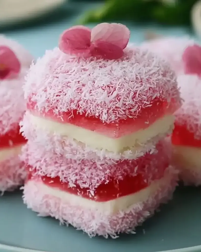 A delicious plate of Old-Fashioned Pink Jelly Cake