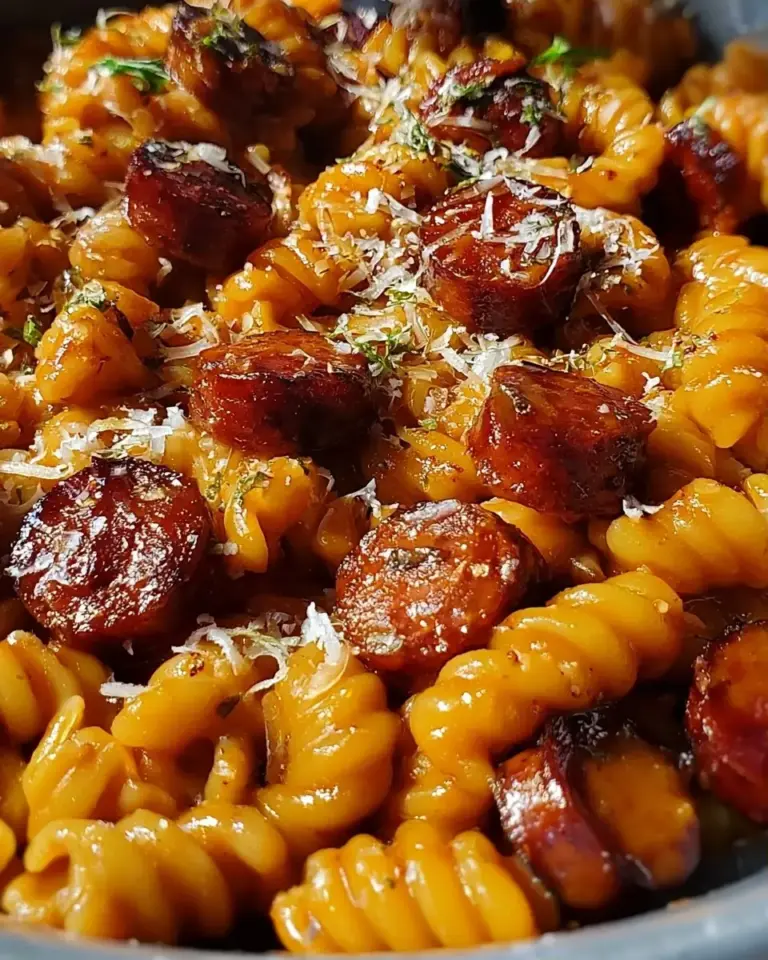 A delicious plate of One-Pot Bold Honey BBQ Sausage Pasta