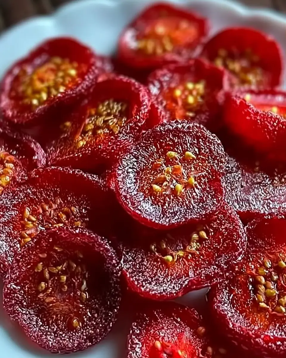 A delicious plate of Oven-Dried Strawberries