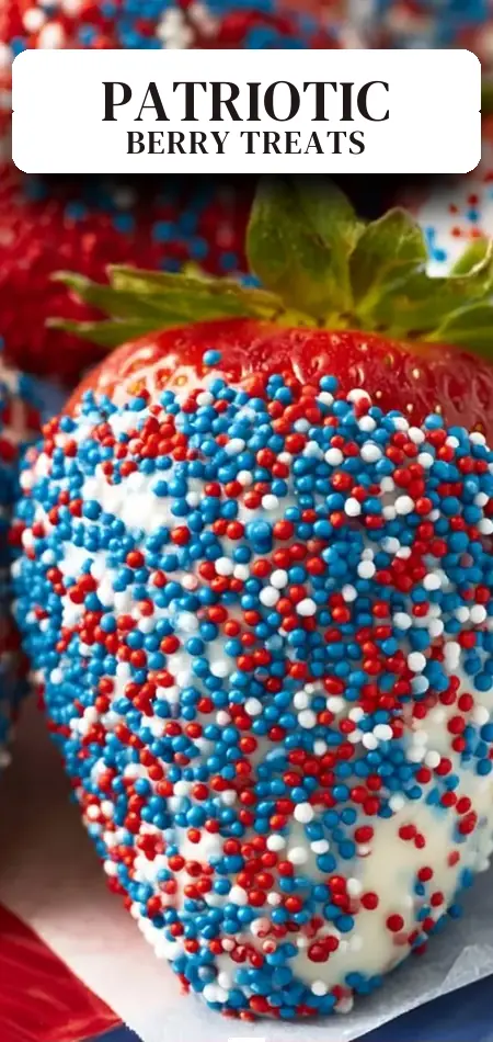 Pinterest pin (Design 2) for Red, White, and Blue Strawberries