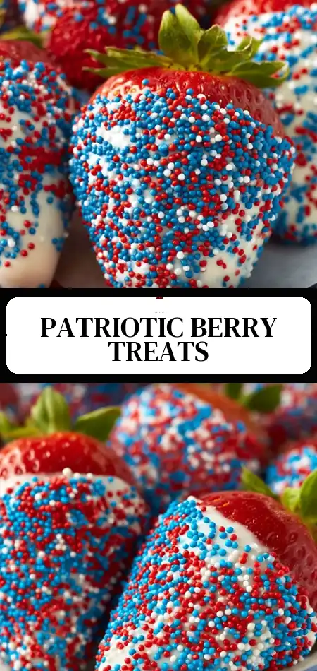 Pinterest pin (Design 3) for Red, White, and Blue Strawberries