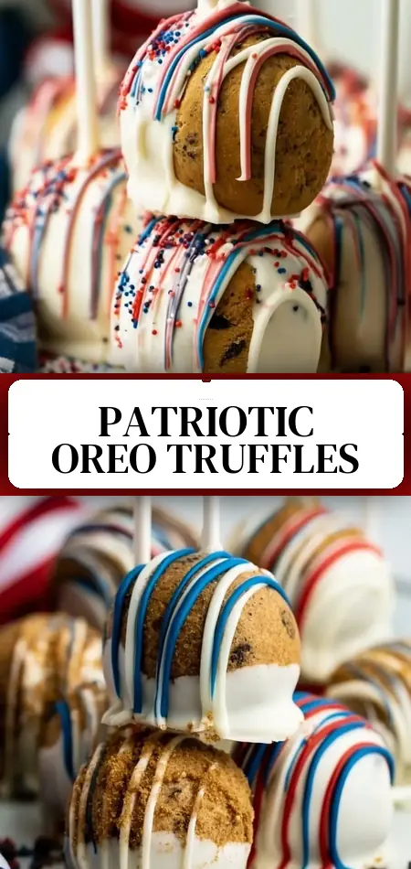 Pinterest pin (Design 3) for 4th of July Vanilla Oreo Truffles