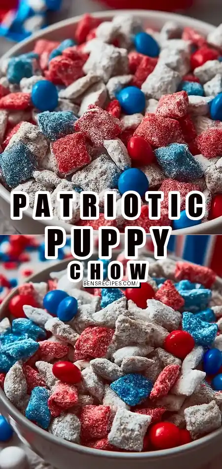 Pinterest pin (Design 1) for Red White & Blue Puppy Chow