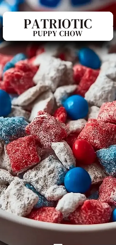Pinterest pin (Design 2) for Red White & Blue Puppy Chow