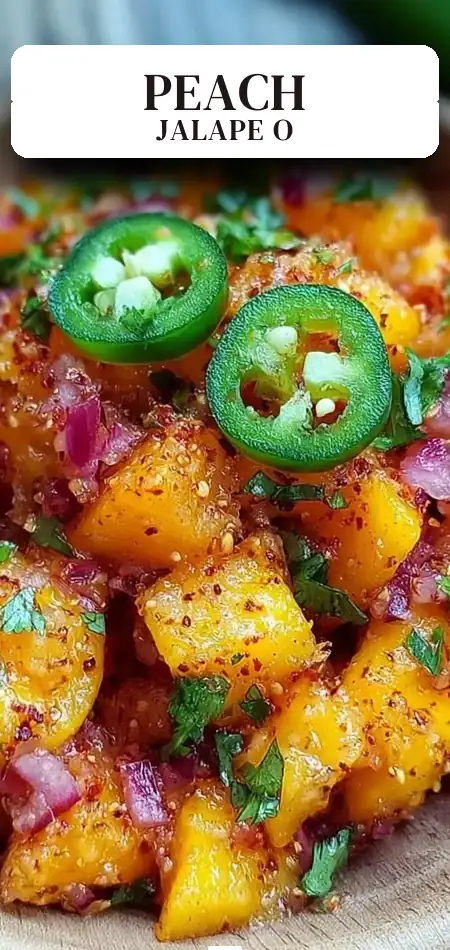 Pinterest pin (Design 2) for Fresh Georgia Peach Salsa with Jalapeño