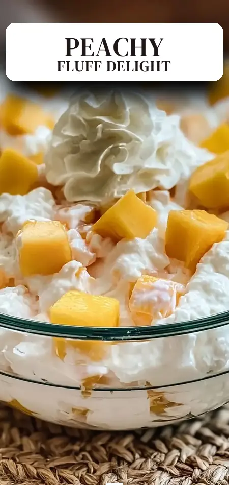 Pinterest pin (Design 2) for Peach Fluff Salad