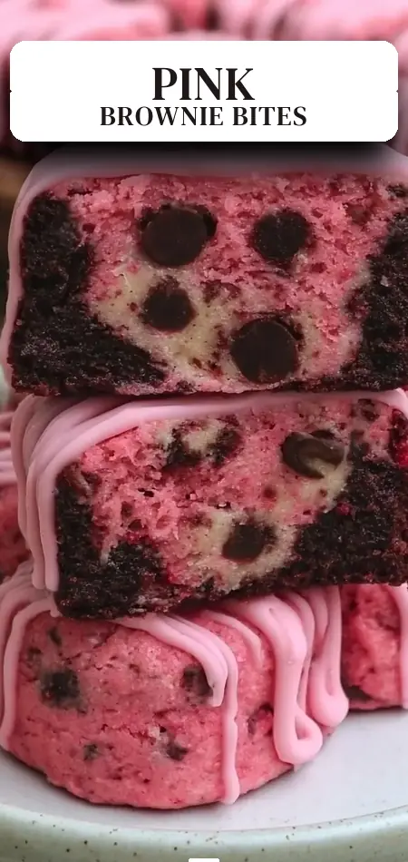 Pinterest pin (Design 2) for Pink Cookie Dough Brownie Bites