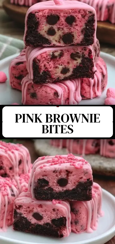 Pinterest pin (Design 3) for Pink Cookie Dough Brownie Bites
