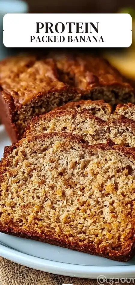 Pinterest pin (Design 2) for Healthy Banana Bread: Moist and High Protein