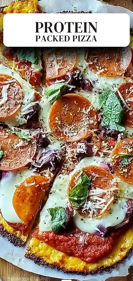 Pinterest pin (Design 2) for High Protein Cottage Cheese Pizza 30g