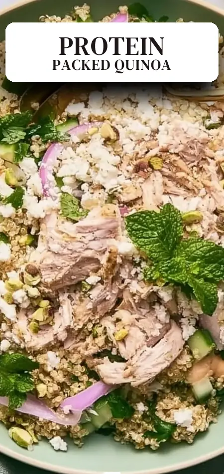 Pinterest pin (Design 2) for High-Protein Quinoa Salad