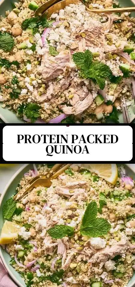 Pinterest pin (Design 3) for High-Protein Quinoa Salad