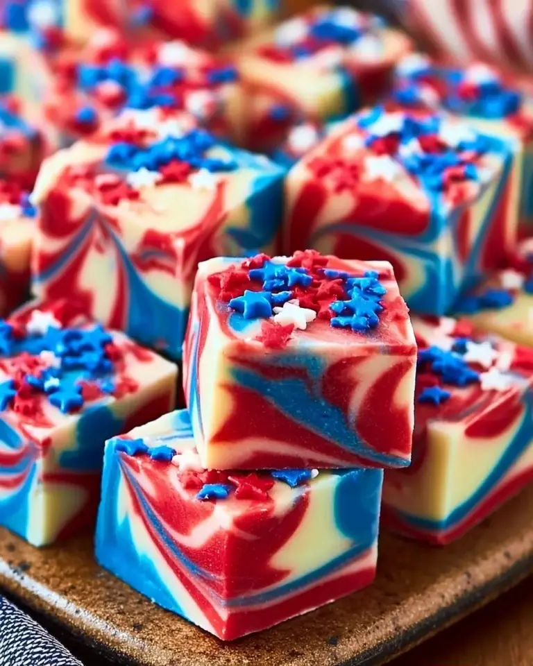 A delicious plate of Patriotic Swirl Fudge