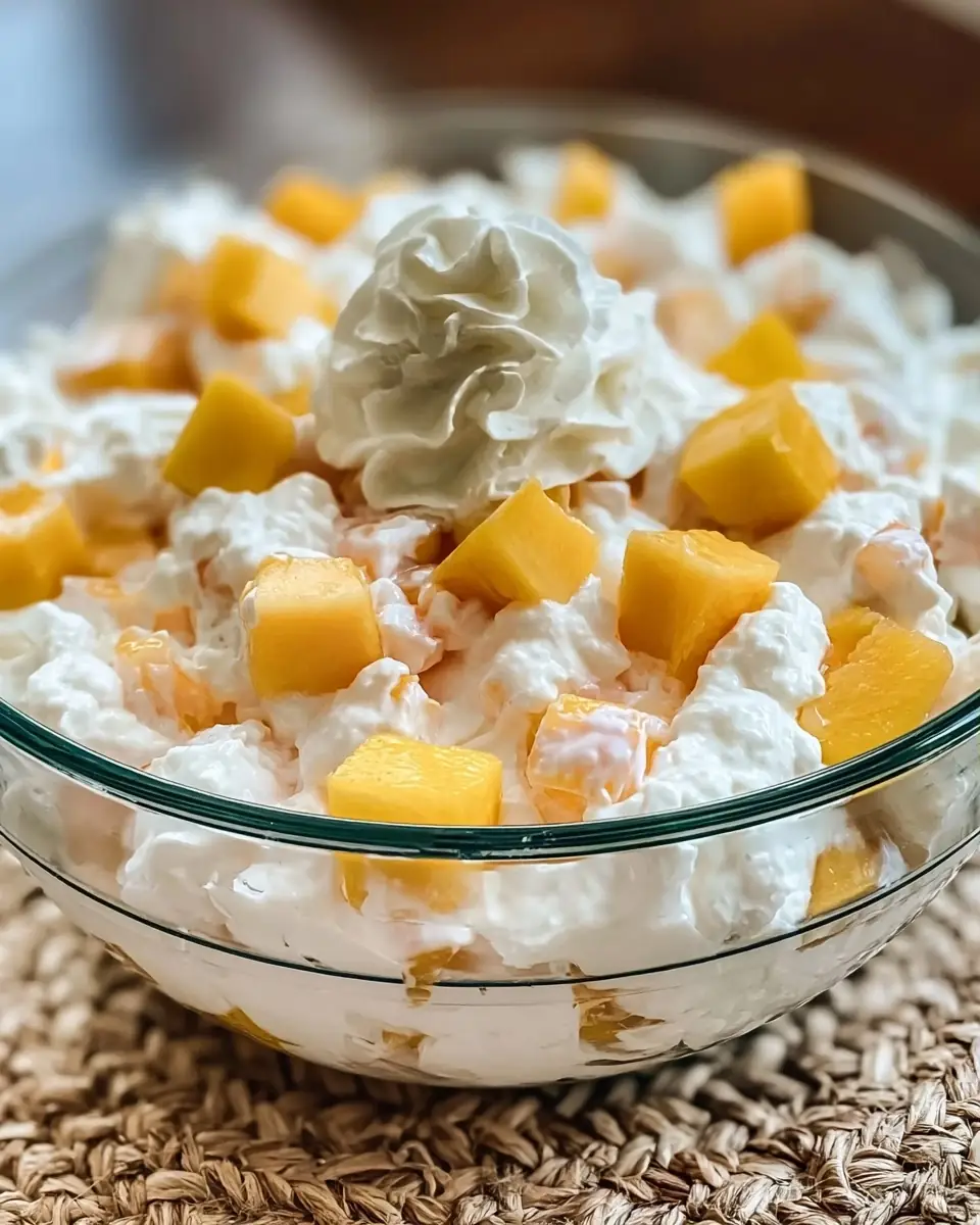 A delicious plate of Peach Fluff Salad