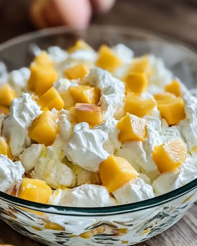 A delicious plate of Peach Fluff Salad