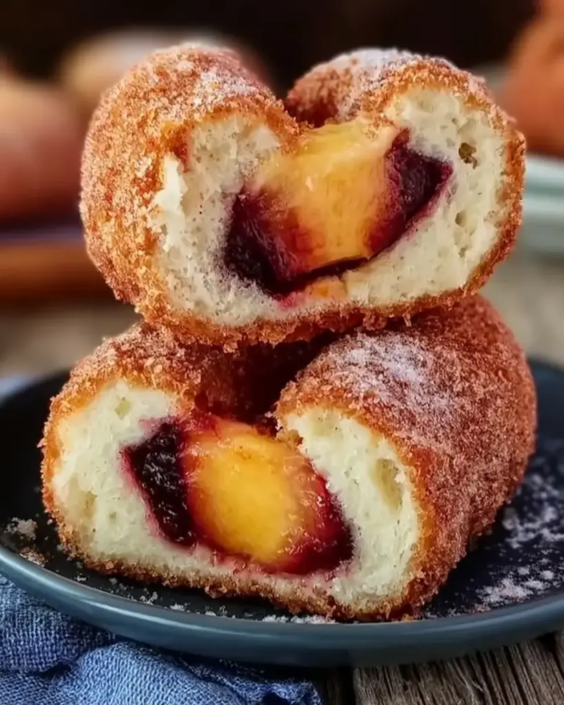 A delicious plate of Peach cobbler cheesecake donuts
