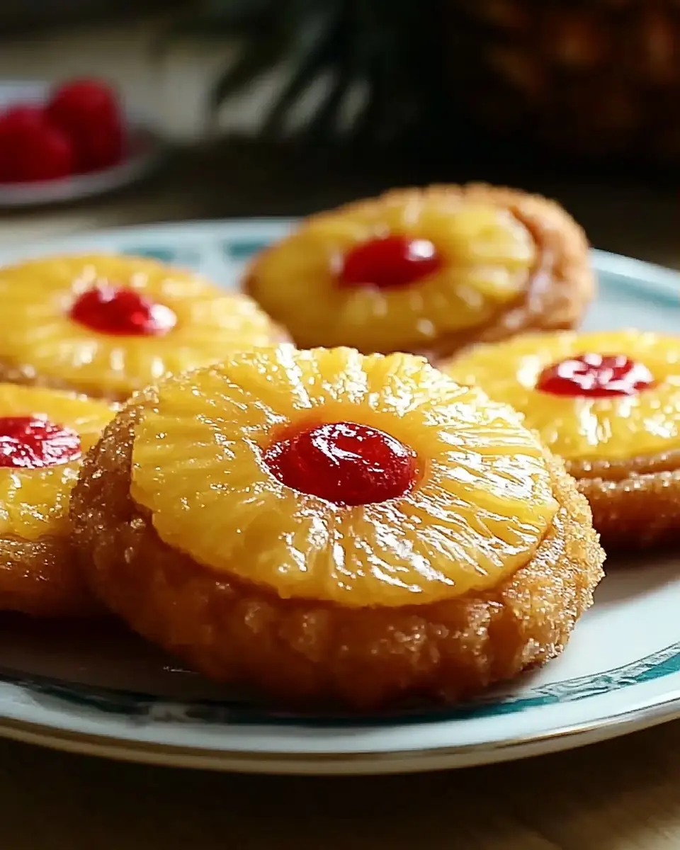 A delicious plate of Pineapple Upside Down Sugar Cookies