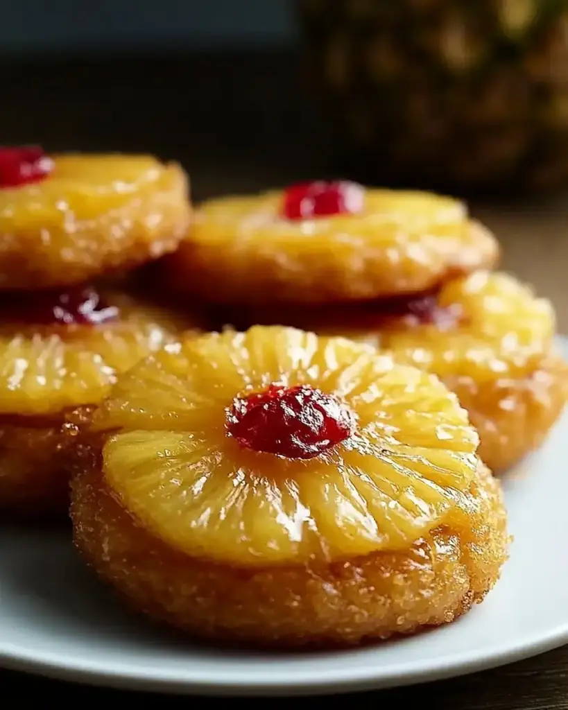 A delicious plate of Pineapple Upside Down Sugar Cookies
