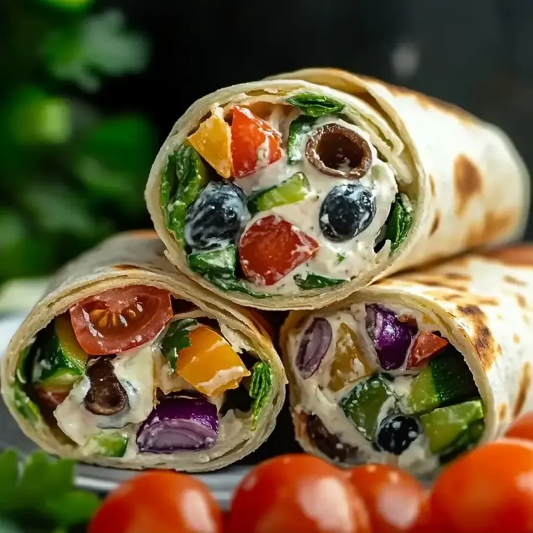 A delicious plate of Quick & Easy Mediterranean Veggie Wraps for Flavor Lovers