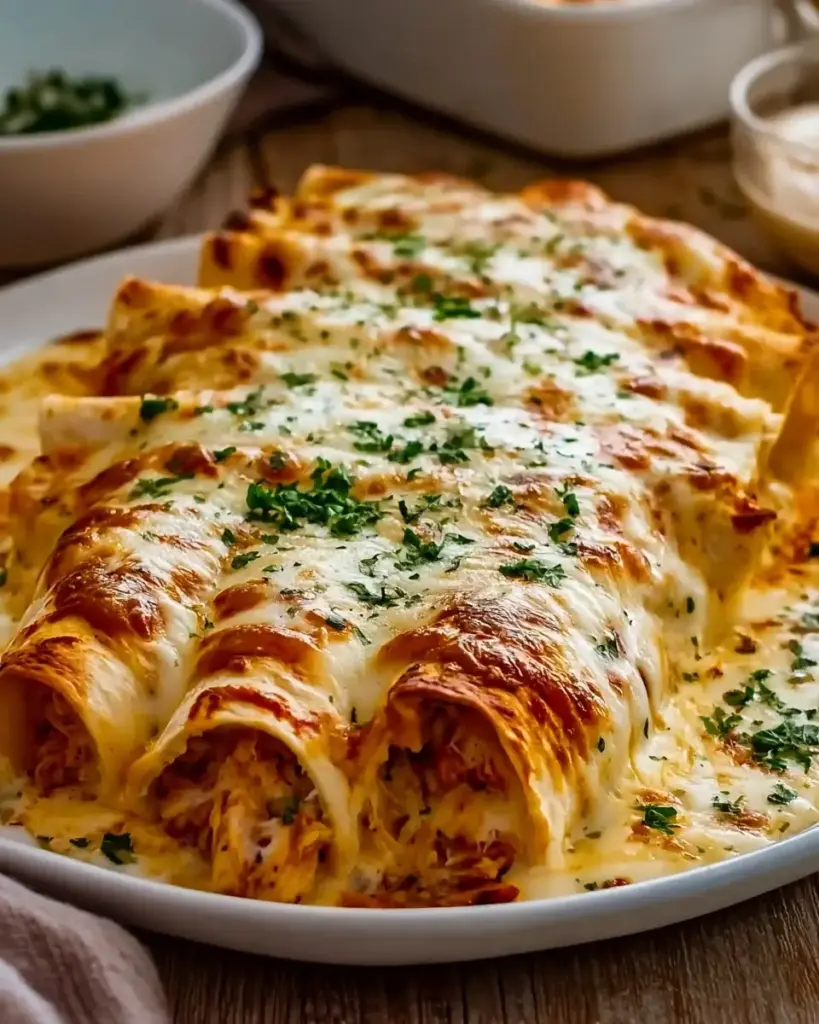 A delicious plate of Quick & Healthy Chicken Enchiladas High Protein Comfort Dinner