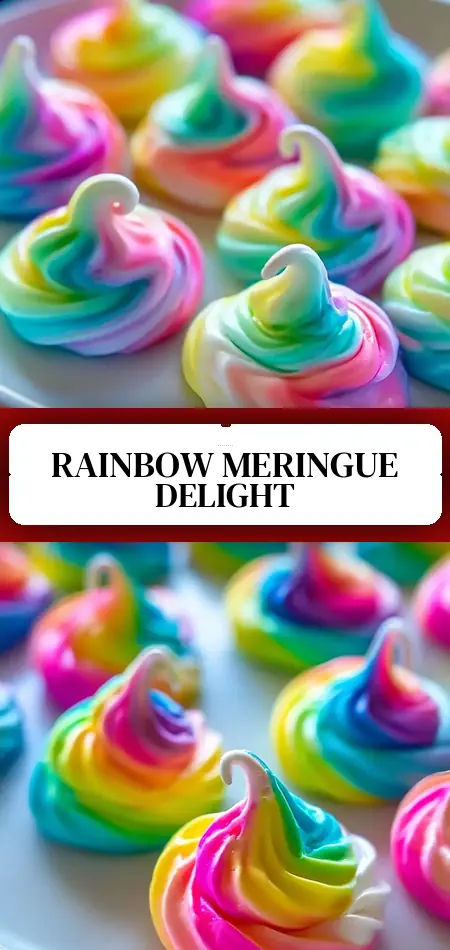 Pinterest pin (Design 3) for Stunning Rainbow Meringues