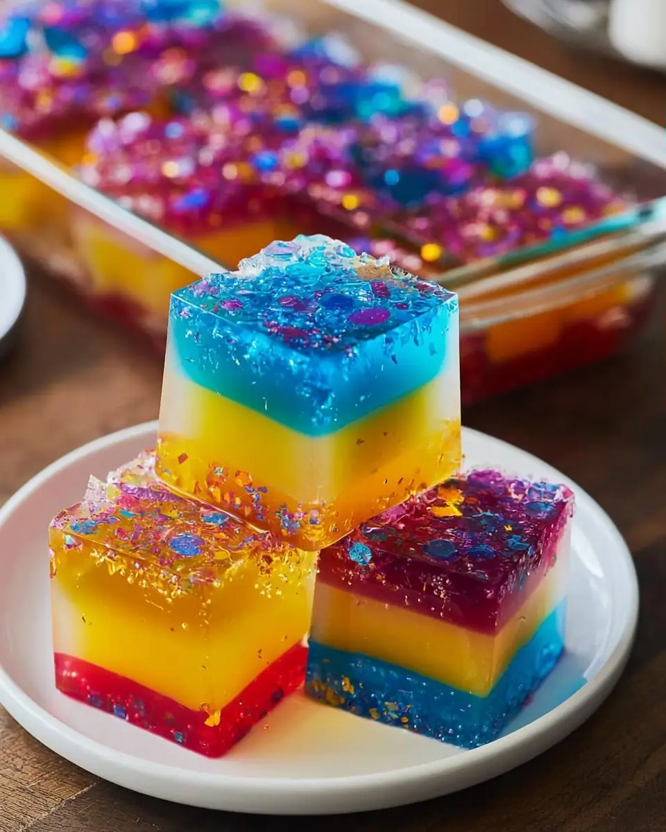 A delicious plate of Rainbow Finger Jello