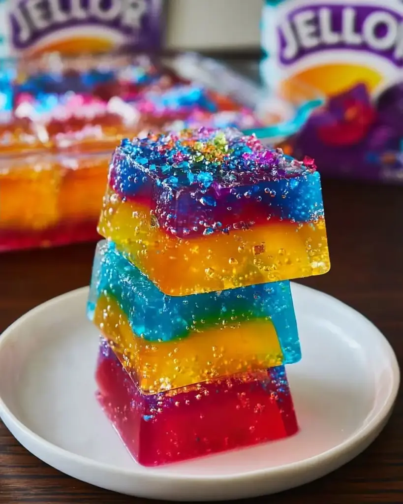 A delicious plate of Rainbow Finger Jello