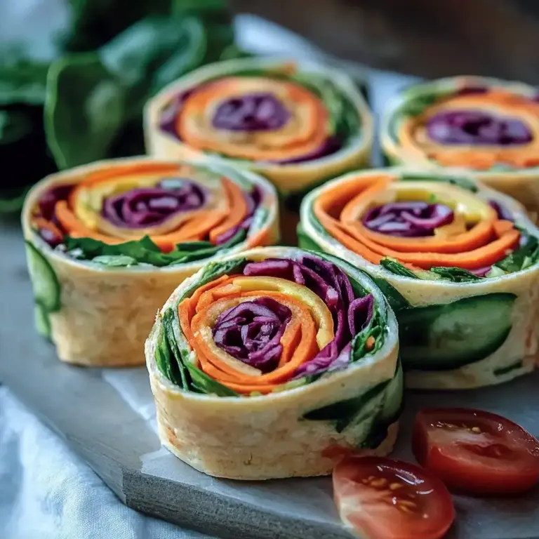 A delicious plate of Rainbow Veggie Pinwheel Wraps Easy No-Cook Lunch Recipe for Healthy Meals
